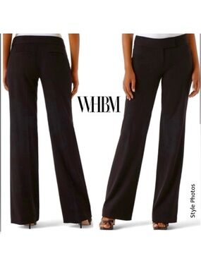 WHBM Legacy Black Flare Leg Tuxedo-Waistband-Trim Trousers (6R)